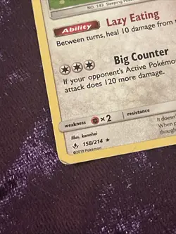 Pokemon Snorlax Holo Rare Sm-Unbroken Bonds 158/214 HP150 Lazy Eating *DAMAGED* - Image 4