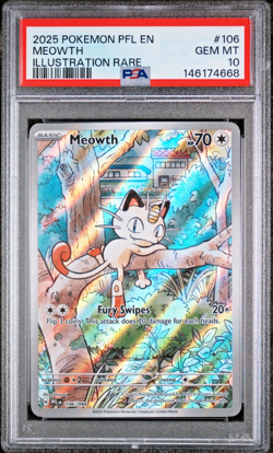 2025 Pokemon Phantasmal Flames Meowth Illustration Rare #106 - PSA 10 - Image 1