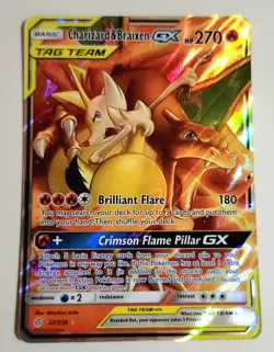 Charizard & Braixen GX -22/236 Ultra Rare - Cosmic Eclipse Pokemon Sun & Moon NM - Image 1