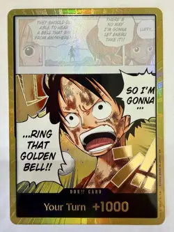 One Piece TCG GOLD Don!! Ring That Golden Bell Gold Foil Monkey D. Luffy OP15 - Image 1