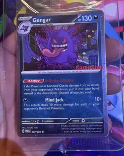 Pokemon Gengar GameStop Exclusive Promo Holo 130 HP Card 050/088 Mind Jack SWIRL - Image 2