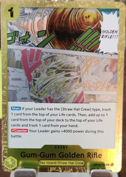 Gum-Gum Golden Rifle OP15-116 R Sky Island Straw Hat Event Foil ONE PIECE Card - Image 1