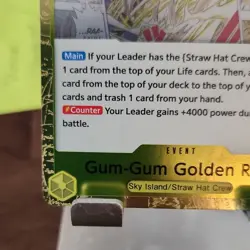 Gum-Gum Golden Rifle OP15-116 R Sky Island Straw Hat Event Foil ONE PIECE Card - Image 2
