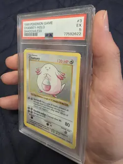 Chansey Shadowless Holo Rare Card 1999 3/102 PSA 5 EX - Image 2
