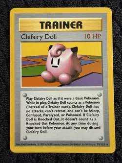 Pokemon TCG Clefairy Doll Trainer Base Set Shadowless 70/102 Rare Vintage WoTC - Image 1