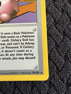 Pokemon TCG Clefairy Doll Trainer Base Set Shadowless 70/102 Rare Vintage WoTC - Image 5