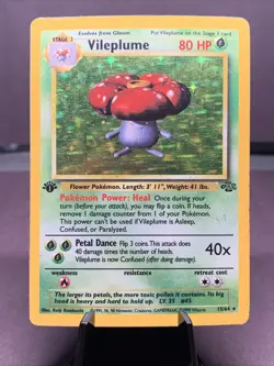 Pokemon TCG First Edition Vileplume 15/64 Holo Rare VTG WOTC 1999 - Image 1