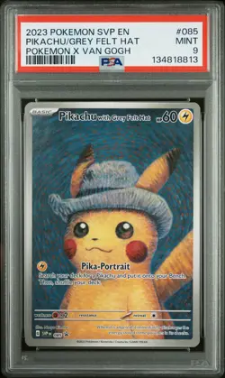 2023 POKEMON SVP EN-SV BLACK STAR PROMO #085 PIKACHU WITH GREY FELT HAT PSA 9 - Image 1