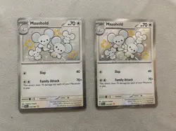 2X Maushold Pokemon Shiny Rare Scarlet & Violet Paldean Fates PAF #210 - Image 1