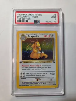 1999 POKEMON FOSSIL 1ST EDITION #4 DRAGONITE-HOLO PSA 9 - Image 1