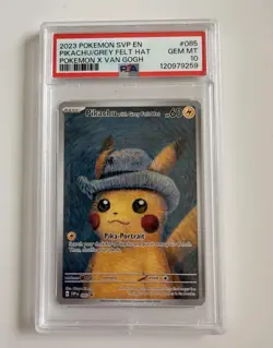 Pokemon Pikachu with Grey Felt Hat Van Gogh Full Art Promo SVP EN 085 PSA 10 - Image 1