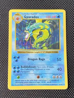Gyarados 6/102 - Base Set Shadowless Holo Rare Pokemon TCG MP/LP - Image 1