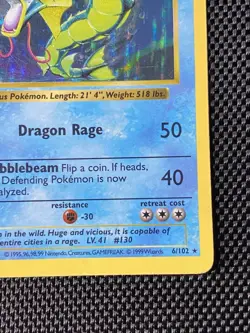 Gyarados 6/102 - Base Set Shadowless Holo Rare Pokemon TCG MP/LP - Image 4