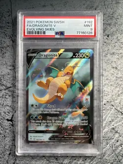 Pokemon Dragonite V Full Art Ultra Rare Holo SWSH07 Evolving Skies 192/203 PSA 9 - Image 1