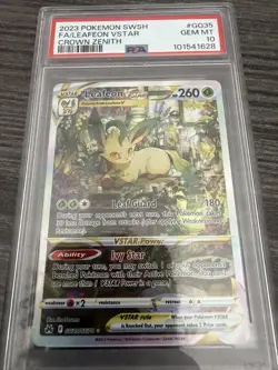 Leafeon Vstar GG35/GG70 Sword Shield Crown Zenith Pokemon PSA 10 - Image 1