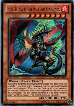 Yugioh Fire King High Avatar Garunix SDOK-EN001 1st Edition Ultra Rare NM - Image 1