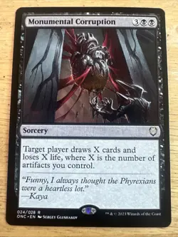 x1 Monumental Corruption R MTG Commander: Phyrexia: All Will Be One M/NM, - Image 1