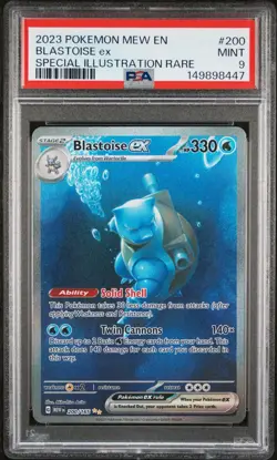 PSA 9 2023 POKEMON MEW EN-151 #200 BLASTOISE EX SPECIAL ILLUSTRATION RARE - Image 1