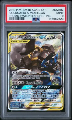 Pokemon Lucario & Melmetal GX SM192 Sm PSA 9 2019 Sun Moon Black Star PROMO FA - Image 1