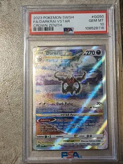 2023 POKEMON SWORD & SHIELD CROWN ZENITH #GG50 FULL ART/DARKRAI VSTAR PSA 10 - Image 1