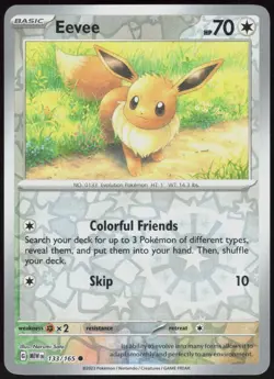 151 Eevee 133/165 Common Pokemon Reverse Holo NM/M - Image 1