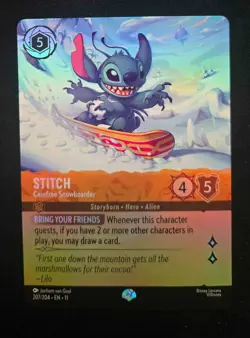 1x Disney Lorcana Stitch Carefree Snowboarder Epic 207/204 Winterspell cold foil - Image 1