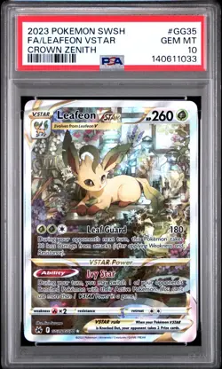 PSA 10 LEAFEON VSTAR GG35/GG70 Sword & Shield CROWN ZENITH Pokemon TCG - Image 1