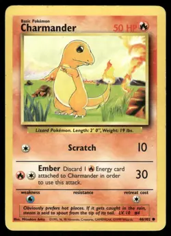 Pokemon Cards Charmander 46/102 Base Set WOTC Unlimited Common LP - Image 1