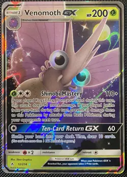 Venomoth GX 12/214 Sm-Unbroken Bonds Holo - Pokemon Card - Image 1