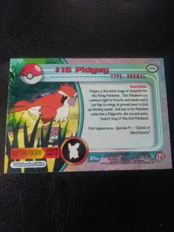 Topps Pokemon TV Animation Edition Card Pidgey # 15 Blue Logo - Image 3