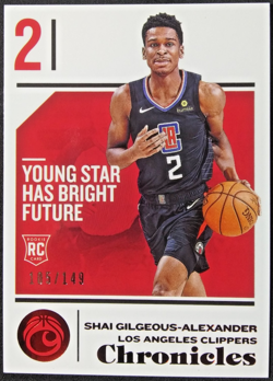 2018-19 Panini Chronicles Rookie /149 Red Foil #89 Shai Gilgeous-Alexander RC SP - Image 1