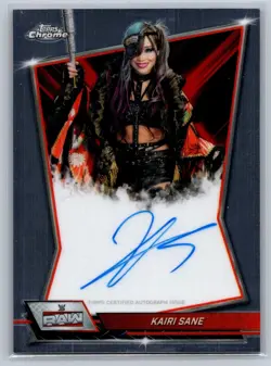 2026 Topps Chrome WWE Kairi Sane Base On card Auto Red Brand - Image 1