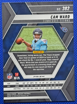 Cam Ward #382 [Mosaic Green] 2025 Panini Mosaic Football [RC] - Image 2