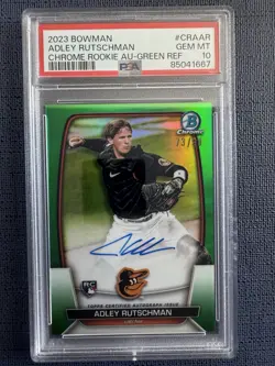 Adley Rutschman 2023 Bowman Chrome Green Refractor Auto /99 Rookie PSA 10 RC - Image 1