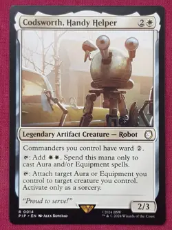Magic The Gathering UNIVERSES BEYOND FALLOUT CODSWORTH HANDY HELPER card MTG - Image 1