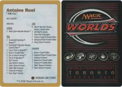 Decklist - Antoine Ruel - 2001 ~ Lightly Played World Championship R MTG Magic U - Image 1