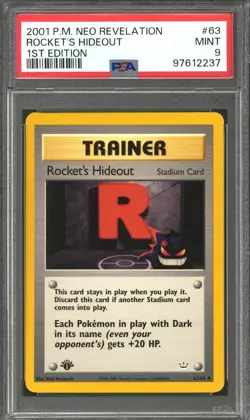 Pokemon Neo Revelation 1st Edition Rocket's Hideout 63/64 PSA 9 - Image 1