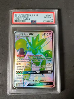 Pokemon Scizor GX Hidden Fates Shiny Vault Holo SV72/SV94 PSA 10 - Image 1