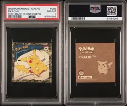 Pikachu Gold Sticker 1999 Pokemon Artbox Series 1 Rare #G08 | PSA 8 | - Image 3