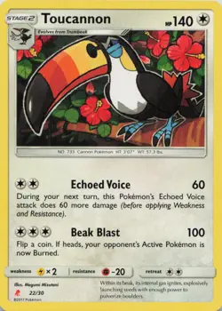 Toucannon 108/149 Rare SM Base Set Pokemon Near Mint - Image 1