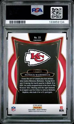 2024 Panini Select - Concourse Patrick Mahomes II #33 Black & Gold Shock Prizm - Image 2