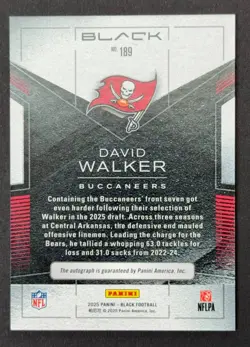 2025 Panini Black David Walker #189 RC Rookie Autographs /199 - Image 2