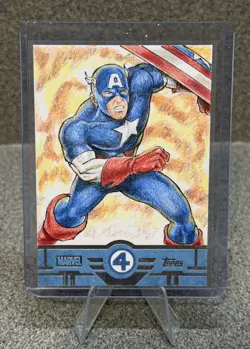 2026 Topps Finest Fantastic Four Captain America Original Sketch Card 1/1 - Image 1