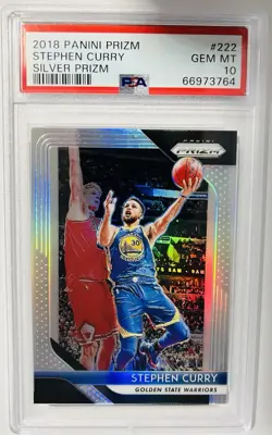 2018 Panini Prizm Stephen Curry Silver Prizm #222 PSA 10 Gem Mint Warriors GOAT - Image 1