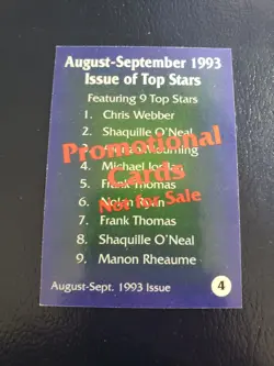Michael Jordan Chicago Bulls 1993 Hot Stars Promotional Card #4 - Image 2
