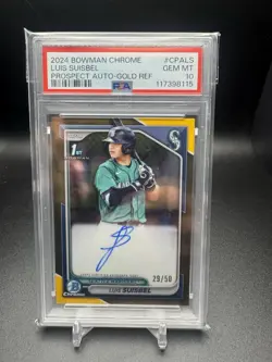 2024 Bowman Chrome LUIS SUISBEL /50 1st RC Auto Gold Refractor #CPA-LS PSA 10 - Image 1