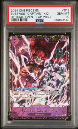 2024 ONE PIECE PROMOS OFFICIAL EVENT TOP PRIZE #013 EUSTASS "CAPTAIN" KID PSA 10 - Image 1