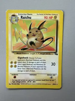 Pokemon TCG Raichu 29/62 Fossil Regular Rare WOTC Pokemon Card - Light Play - Image 1