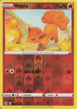 Vulpix Reverse Holo Common – SWSH08: Fusion Strike #028/264 Pokemon TCG - Image 1