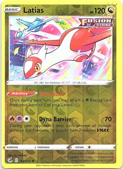 Latias 193/264 Rare Fusion Strike Pokemon Reverse Holo Near Mint - Image 1